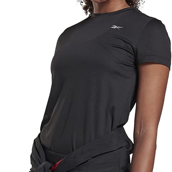 🆕Reebok Women's Running Essentials Short Sleeve Tee, Black, NWT, Authentic - Picture 2 of 14